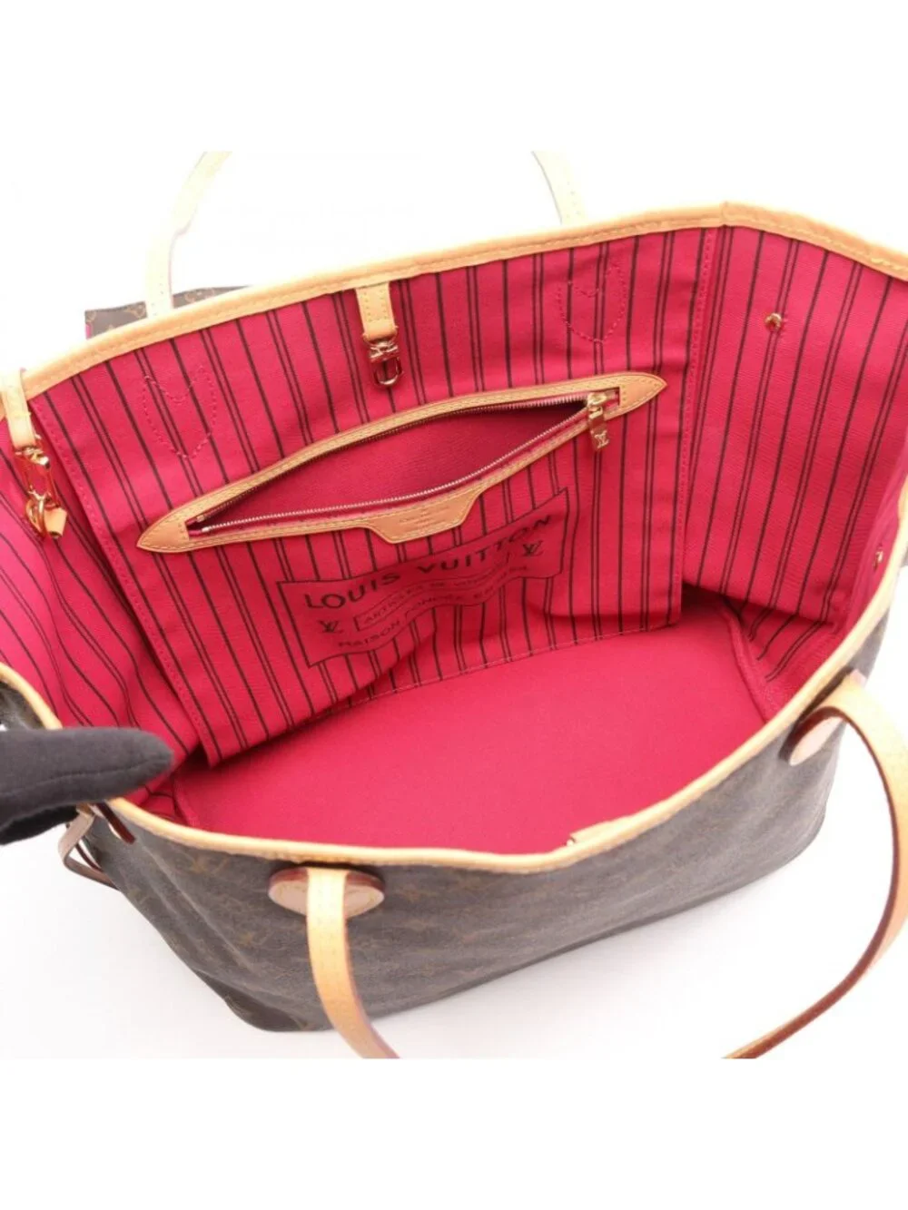 Louis Vuitton Tote Bag Neverfull MM Pivoine Canvas Leather